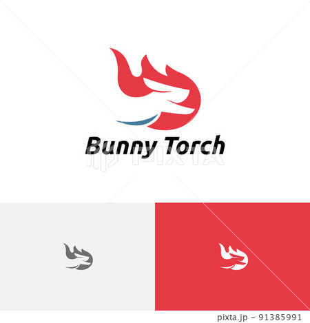 Rabbit Bunny Torch Fire Flame Running Speed Logo Rabbit Bunny Torch Fire Flame Running Speed Logo 91385991