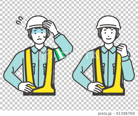 中暑/夏天/中暑/紫外線/交通管制的交通指南矢量圖素材 91386769