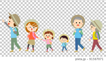 Family going hiking energetically Family going hiking energetically 91387071