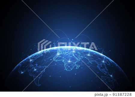 Global network connection. World map point and line composition concept of global business. Vector Illustration 91387228