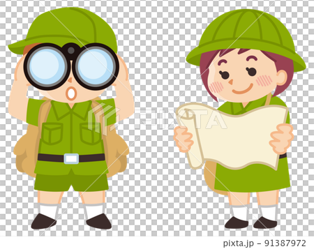 探險隊的孩子們在戶外尋找童子軍冒險 91387972