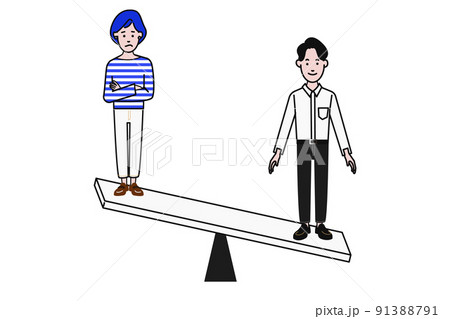 ジェンダー平等を考えさせるための男女のギャップに関するイラストのイラスト素材