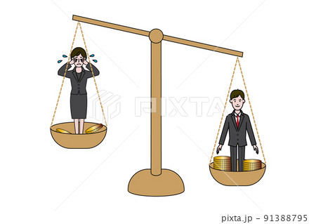 ジェンダー平等を考えさせるための男女のギャップに関するイラストのイラスト素材
