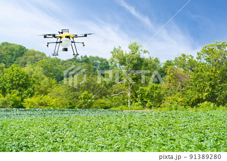 ドローンの農薬散布 91389280
