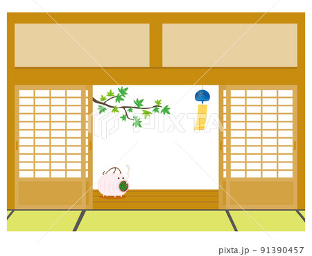 障子　和室　窓　イラスト 91390457