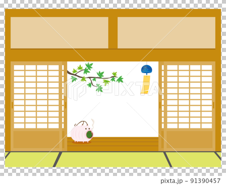 障子　和室　窓　イラスト 91390457