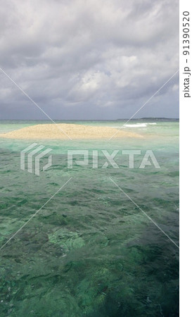 船から見た西表島バラス島(縦構図) 91390520