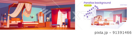 Parallax background luxury bedroom 2d interior Parallax background luxury bedroom 2d interior 91391466