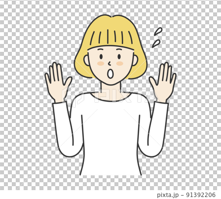 驚いている女性のイラスト 91392206