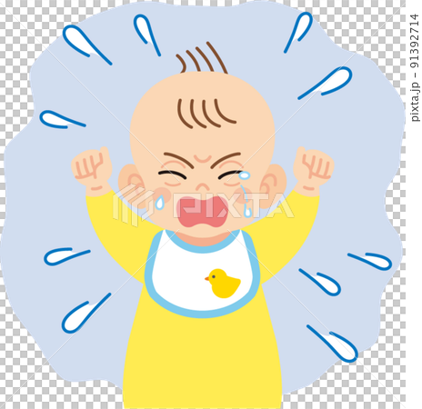 泣く赤ちゃん　線なし 91392714