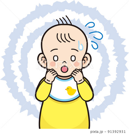 焦る赤ちゃん　輪郭線あり 91392931