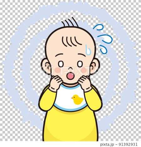 焦る赤ちゃん　輪郭線あり 91392931