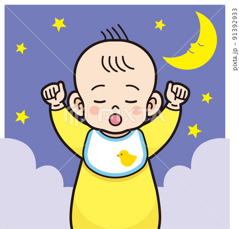 眠る赤ちゃん　輪郭線あり 91392933