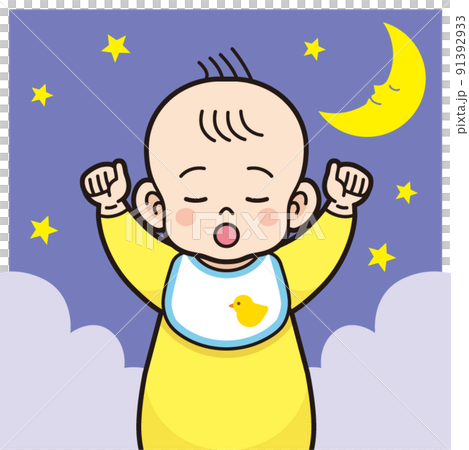 眠る赤ちゃん　輪郭線あり 91392933