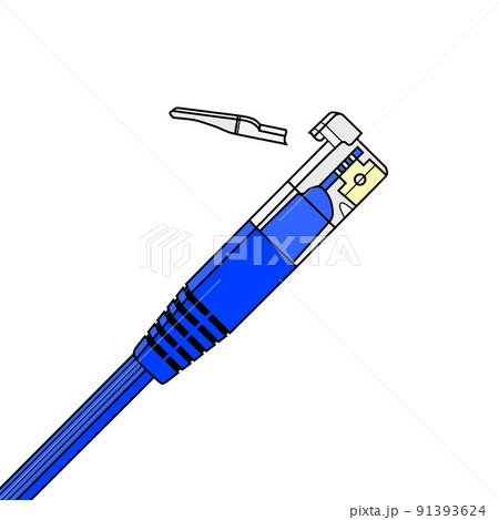 ツメが折れたLANコネクタ（壊れた青色のLANケーブル） 91393624