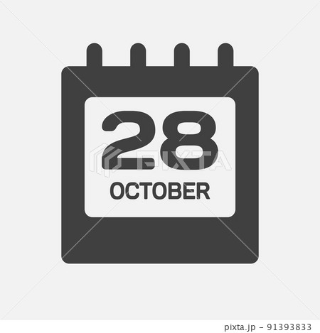 Icon page calendar day 28 October, template date 91393833