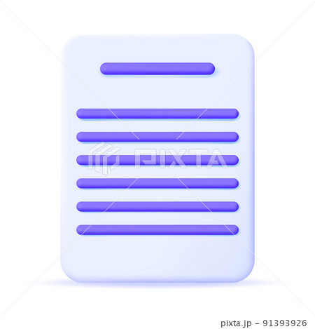 3D White Paper with Text Line Isolated. 3D White Paper with Text Line Isolated. 91393926