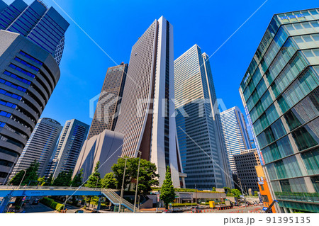 東京 新宿区西新宿の都市風景 損保ジャパン本社ビルと新宿野村ビル 東京 新宿区西新宿の都市風景 損保ジャパン本社ビルと新宿野村ビル 91395135