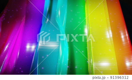 3d rendering. Abstract 3D surface with beautiful waves, luminous sparkles and bright rainbow color gradient. Waves on very shiny, glossy surface with glow glitter 3d rendering. Abstract 3D surface with beautiful waves, luminous sparkles and bright rainbow color gradient. Waves on very shiny, glossy surface with glow glitter 91396312