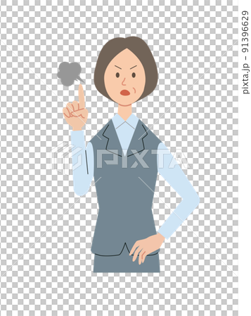 Middle business woman who gets angry with her index finger 91396629