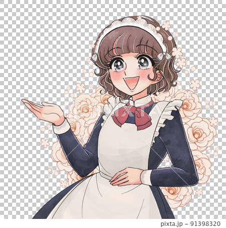 Beautiful girl who cosplayed as a girl's manga illustration maid 91398320