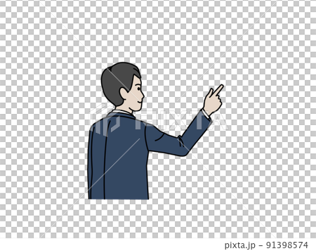 A male office worker in a suit pointing his finger, a businessman A male office worker in a suit pointing his finger, a businessman 91398574
