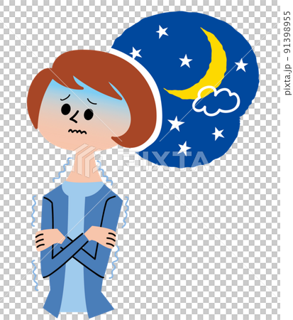 寒気を感じている女性 91398955