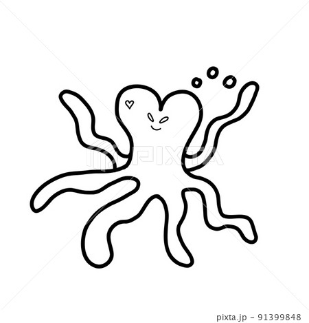 Cute jellyfish.Vector illustration in the style of a doodle 91399848