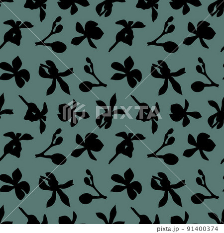 seamless Botanical pattern of Orchid silhouettes on a green background. Beautiful Botanical illustration of orchids. Design for textiles, postcards, web seamless Botanical pattern of Orchid silhouettes on a green background. Beautiful Botanical illustration of orchids. Design for textiles, postcards, web 91400374