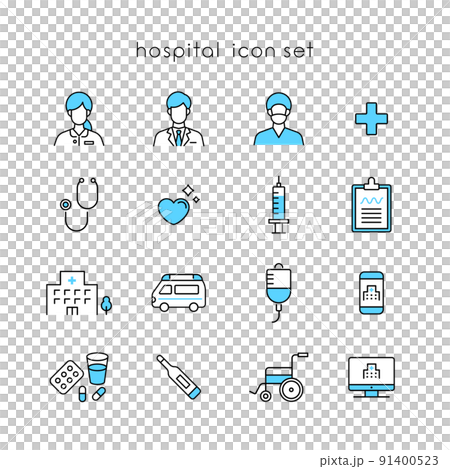 Hospital icon set 91400523