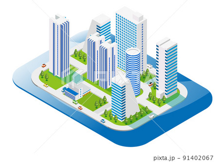 3Dのユニークな建物たちが作り出す楽しい街並みと暮らしの風景。人々が明るく暮らせる建物と街づくり。 91402067