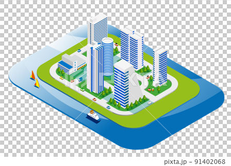 3Dのユニークな建物たちが作り出す楽しい街並みと暮らしの風景。人々が明るく暮らせる建物と街づくり。 91402068