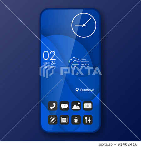blue theme user interface realistic smartphone design blue theme user interface realistic smartphone design 91402416