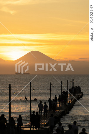 岡本桟橋 原岡海岸 シルエット 91402547