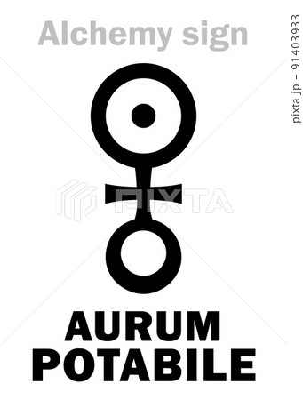 Alchemy Alphabet: AURUM POTABILE (Panacea Aurea, Oro Alquimico), "Drinking Gold" (Potable Gold) -- Magic drink, Golden potion, Red Tincture, Universal Remedy Cure-All: The Elixir of Life, The Panacea. 91403933