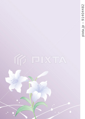 喪中はがきテンプレート背景 百合の花 喪中はがきテンプレート背景 百合の花 91404482