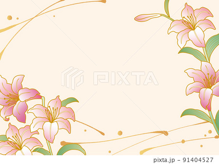 お盆 お彼岸テンプレート背景 百合の花のイラスト素材