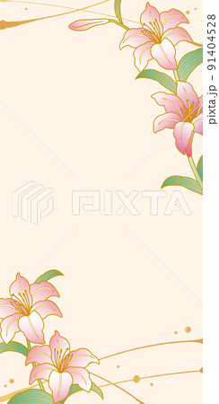 お盆 お彼岸テンプレート背景　百合の花 91404528