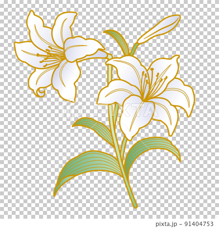 百合の花 和柄イラスト 百合の花 和柄イラスト 91404753