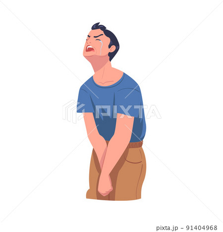 Crying Man Character Weeping and Sobbing from Sorrow and Grief Feeling Sad and Upset Vector Illustration Crying Man Character Weeping and Sobbing from Sorrow and Grief Feeling Sad and Upset Vector Illustration 91404968