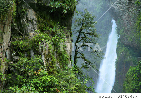 Pailon del Diablo Waterfall, Ecuadorian Andes, Ecuador Pailon del Diablo Waterfall, Ecuadorian Andes, Ecuador 91405457