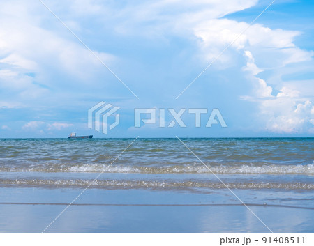 The big ship still floating Far away from the coast 91408511