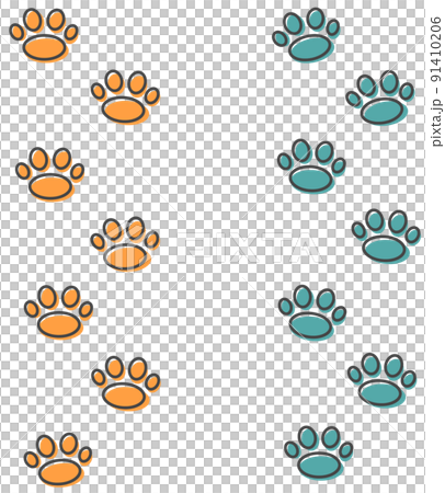 Footprints of paws walked by animals 91410206