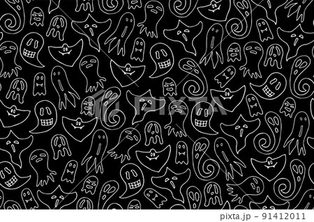 Seamless doodle Halloween Ghosts pattern 91412011