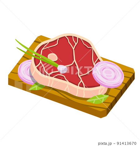 Piece of raw meat on chopping Board. 91413670