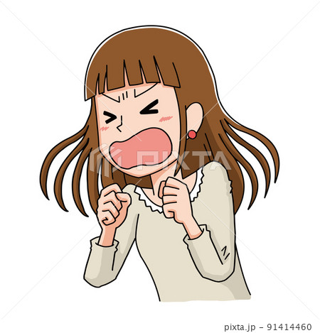 大声で叫ぶ女性 91414460