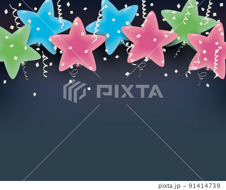中間色の星形風船イラスト背景 91414739