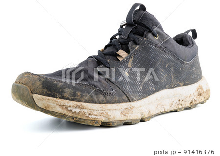 dirty sneaker isolated on white background 91416376