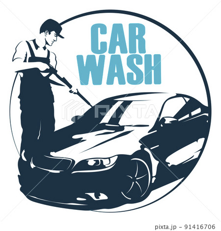 Symbol for car wash with car washer 91416706