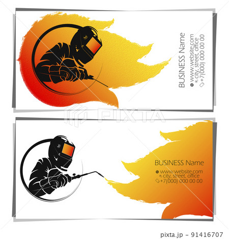 Welder in mask and welding machine business card Welder in mask and welding machine business card 91416707
